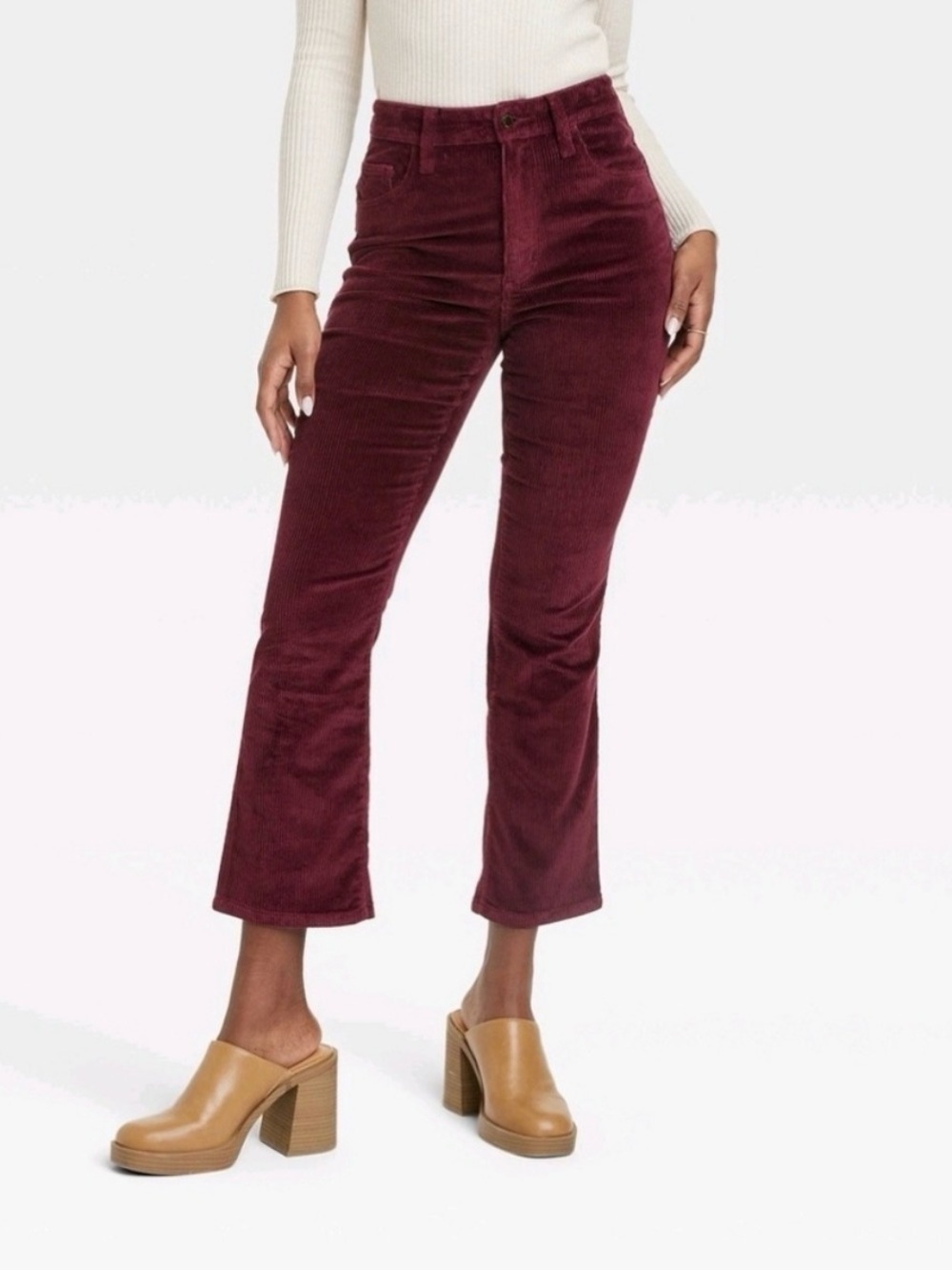 Universal Thread High-Rise Corduroy Ankle Bootcut Jeans Burgundy Size 8